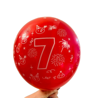 Balionas su skaičiumi 7, raudonas (30cm)