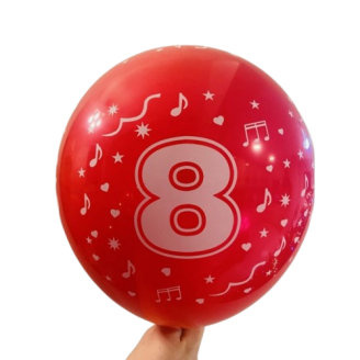 Balionas su skaičiumi 8, raudonas (30cm)