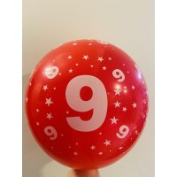 Balionas su skaičiumi 9, raudonas (30cm)