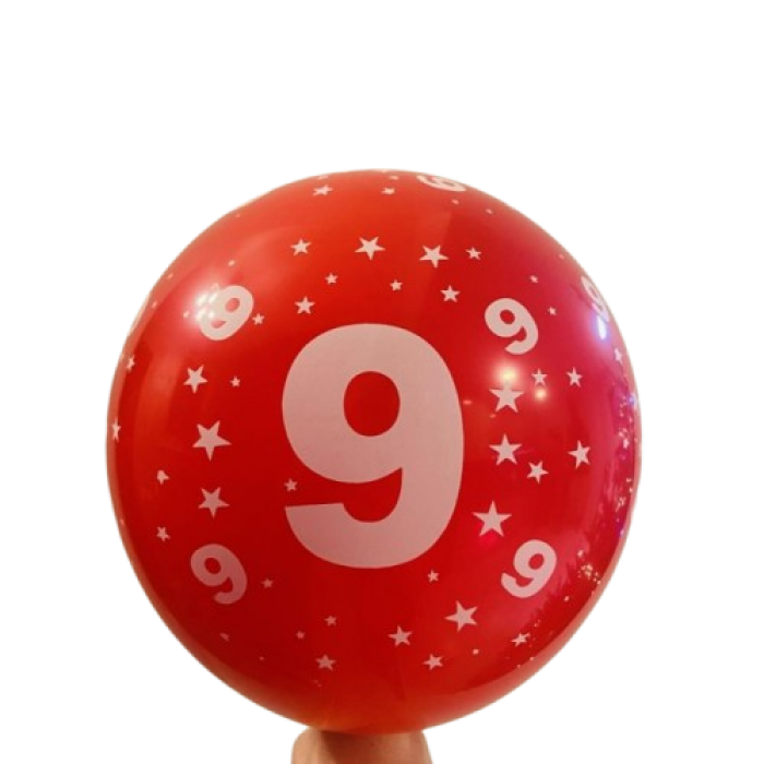 Balionas su skaičiumi 9, raudonas (30cm) Balionas su skaičiumi 9, raudonas (30cm)