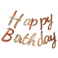 Rožinio aukso girlianda Happy birthday Rožinio aukso girlianda Happy birthday