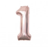 Folinis balionas-skaičius 1, rožinio aukso (82cm)