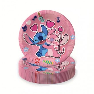Lėkštutės "Rožinė, Stitch” (23cm*10vnt)