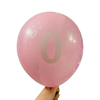 Balionas su skaičiumi 0, rožinis (30cm)