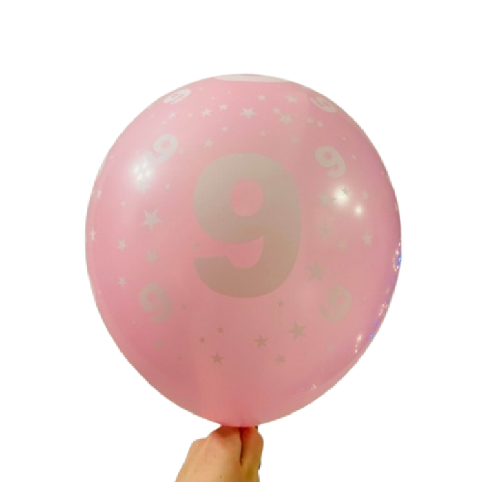 Balionas su skaičiumi 9, rožinis (30cm) Balionas su skaičiumi 9, rožinis (30cm)