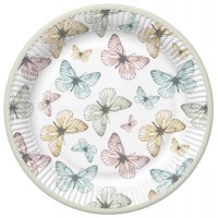 Lėkštutės "Pasteliniai drugeliai" (8vnt, 23cm)
