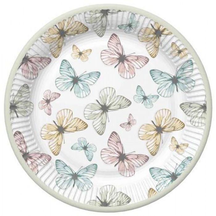 Lėkštutės "Pasteliniai drugeliai" (8vnt, 23cm) Lėkštutės "Pasteliniai drugeliai" (8vnt, 23cm)