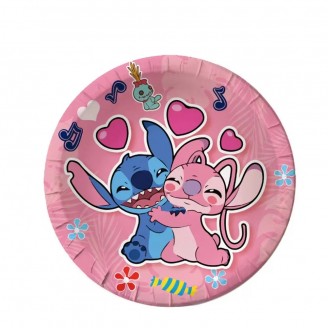 Lėkštutės "Rožinė, Stitch” (18cm*10vnt)