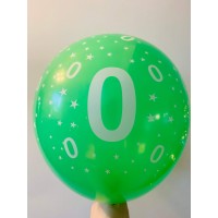 Balionas su skaičiumi 0, žalias (30cm)