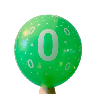 Balionas su skaičiumi 0, žalias (30cm)
