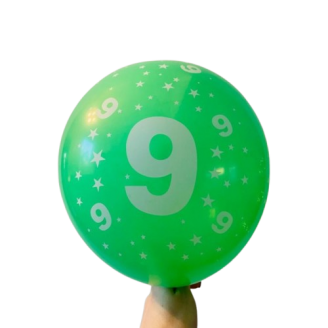 Balionas su skaičiumi 9, žalias (30cm)