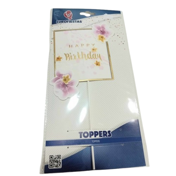 Torto smeigtukas "Happy birthday" keturkampis (1vnt) Torto smeigtukas "Happy birthday" keturkampis (1vnt)
