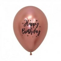 Chrominis balionas "Happy birthday", rožinio aukso (30cm)