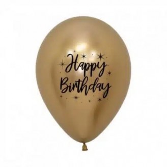 Chrominis balionas "Happy birthday", auksinis (30cm)