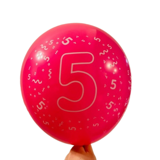 Balionas su skaičiumi 5, vyšninė (30cm)